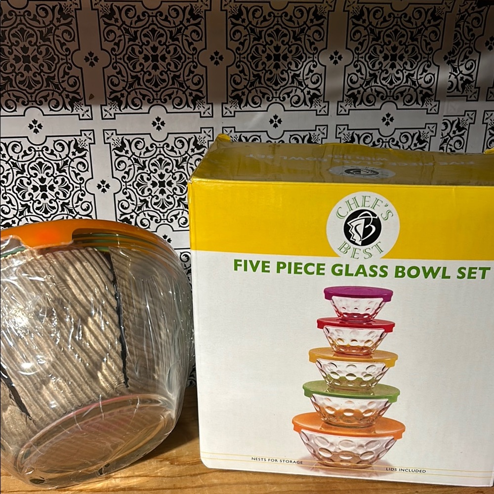 Chef’s Best Five Multicolor Glass Bowl Set with Lids